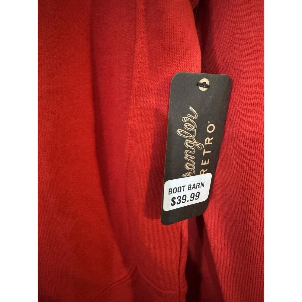 Wrangler Retro Spellout Logo Red Hoodie Sweater Womens Medium NWT - Picture 2 of 8